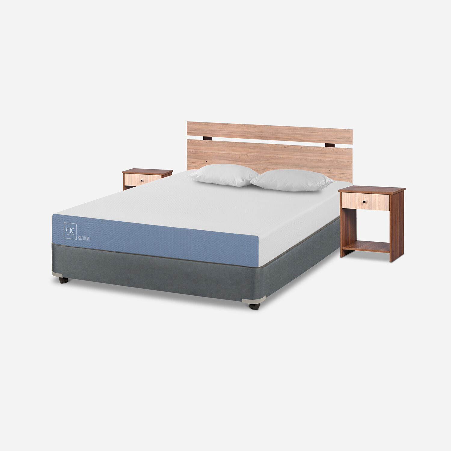 Cama Americana 2 Plazas Excellence + Set Olmo + Almohadas