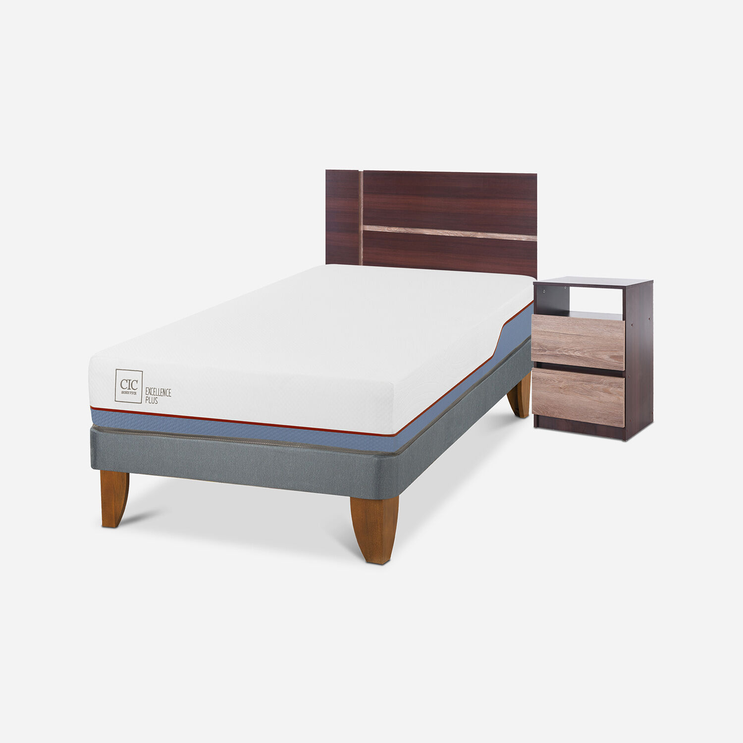 Cama Europea 1,5 Plazas Excellence Plus + Set Enio