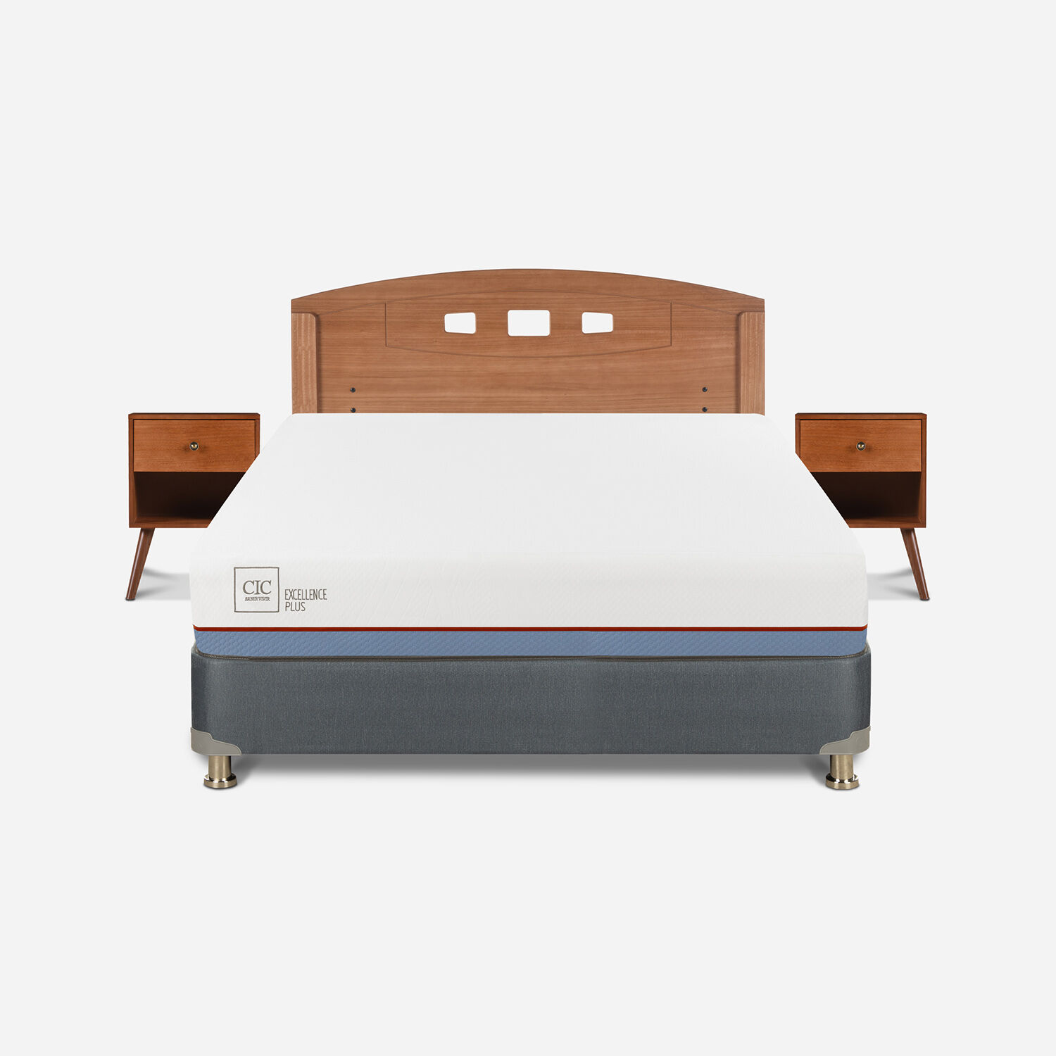 Cama Americana 2 Plazas Excellence Plus + Set Gales Caramel