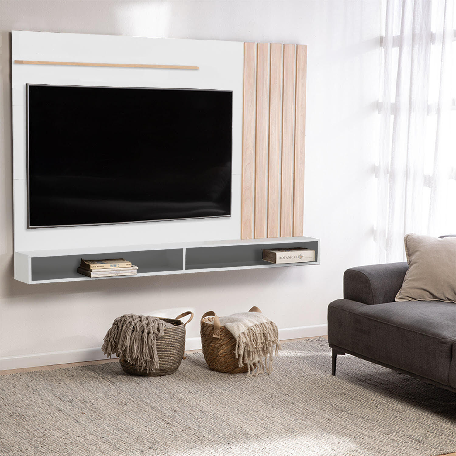 Mueble Tv 70" Panel Dalí Blanco Olmo