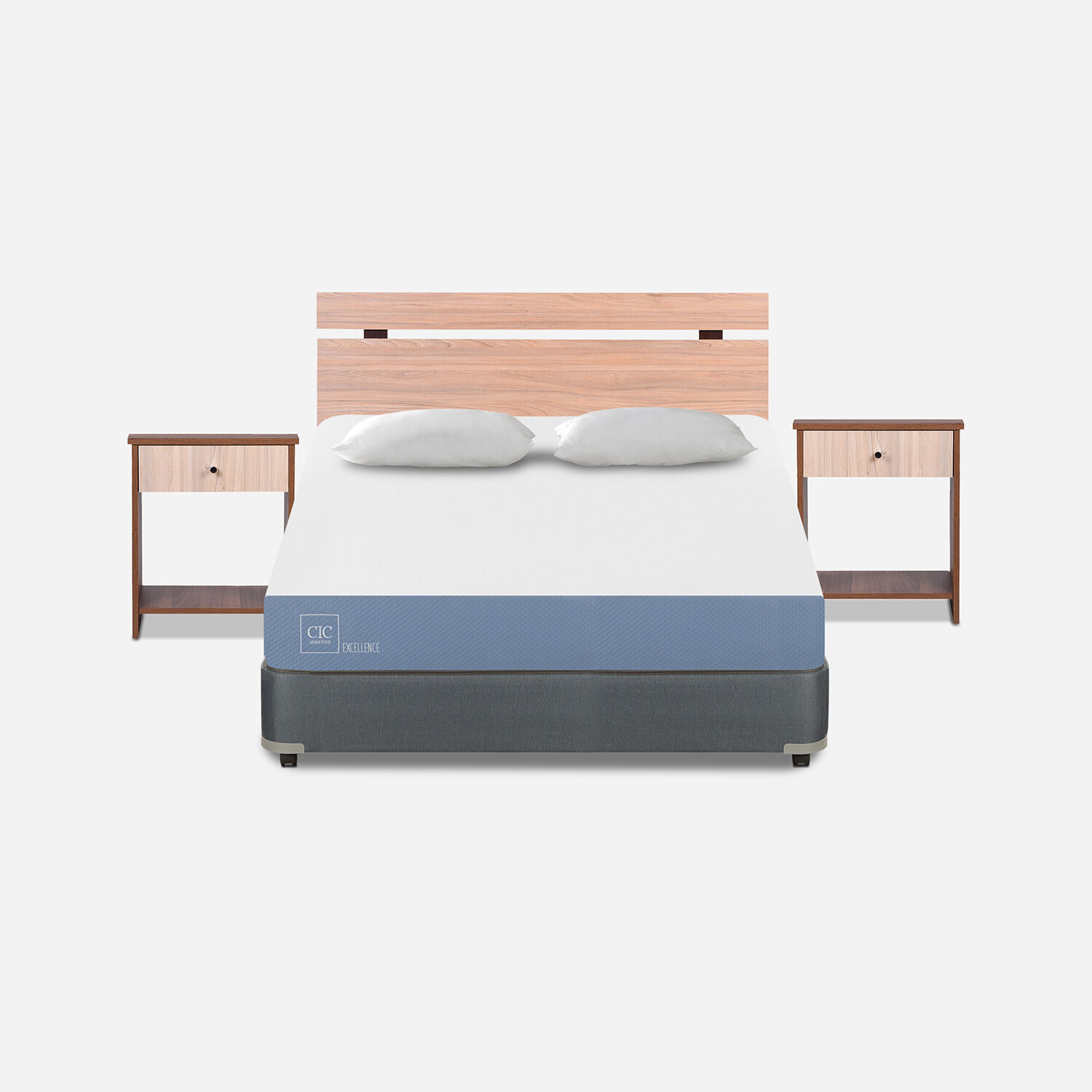 Cama Americana 2 Plazas Excellence + Set Olmo + Almohadas