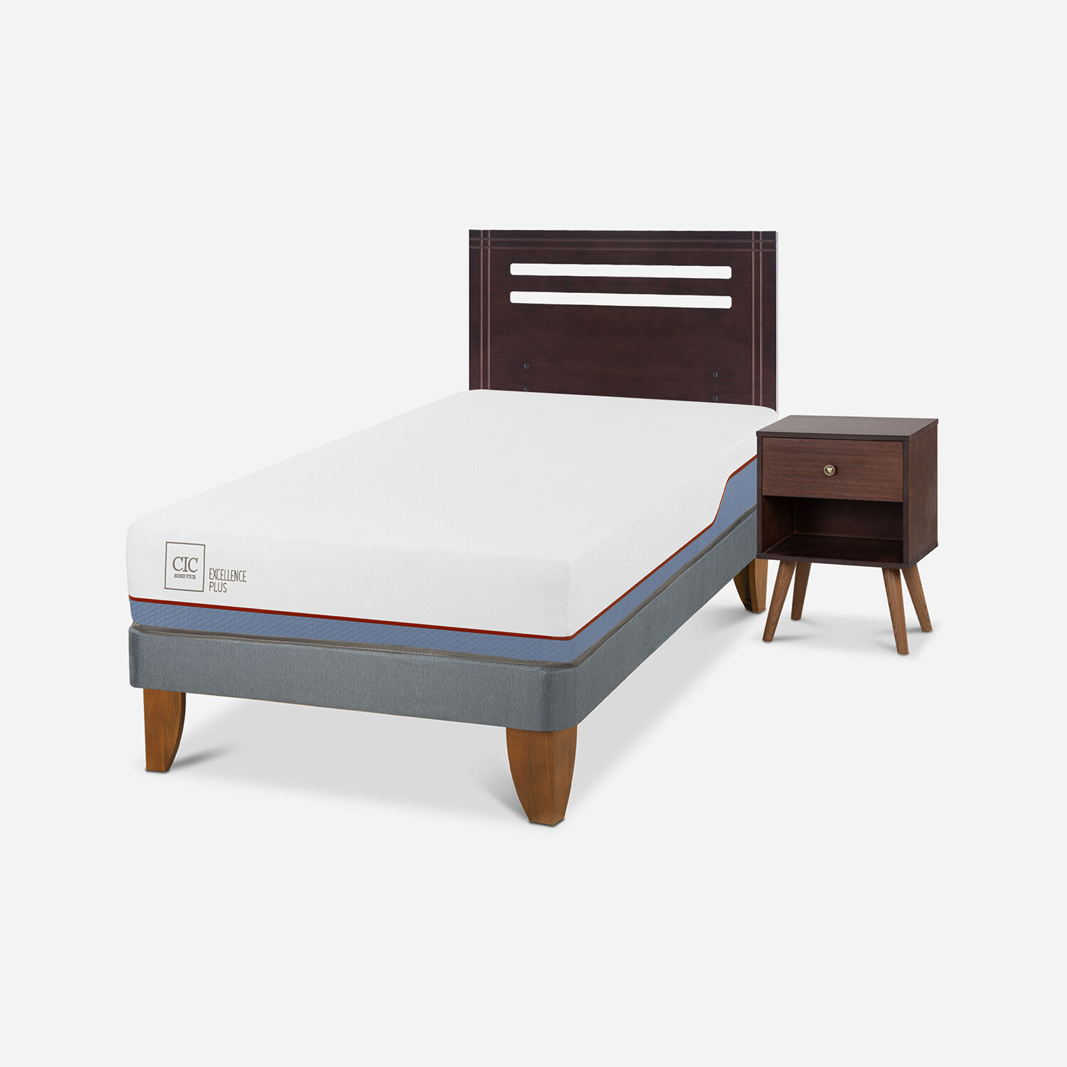 Cama Europea 1,5 Plazas Excellence Plus + Set Múnich Chocolate