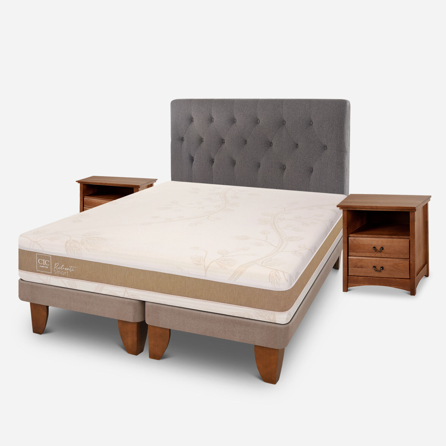 Cama Europea 2 Plazas Rilassati Infinity Base Dividida + Set Kavery