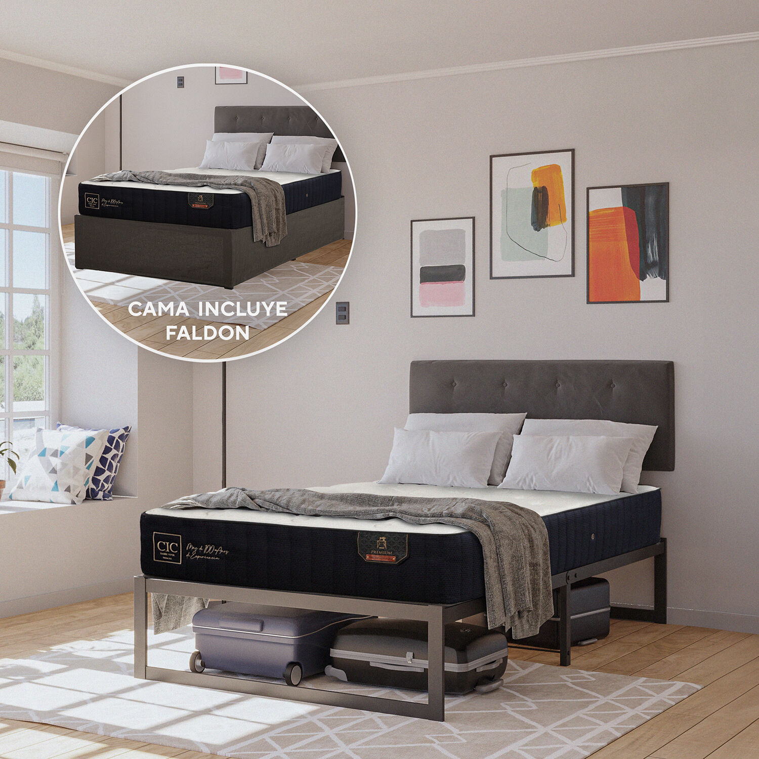 Cama Iron Smart 1,5 Plazas  Premium