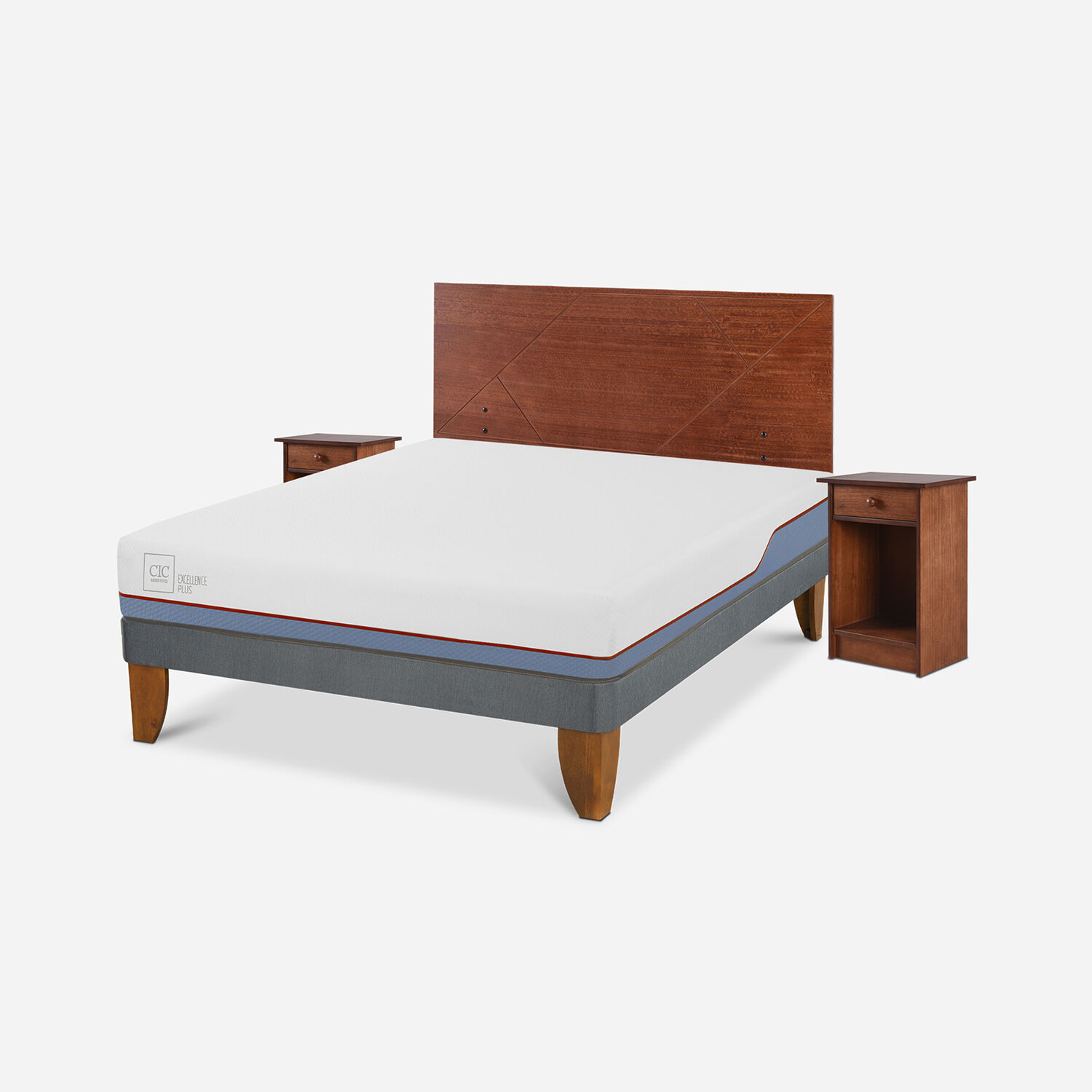 Cama Europea 2 Plazas Excellence Plus Base Normal + Set Villarrica