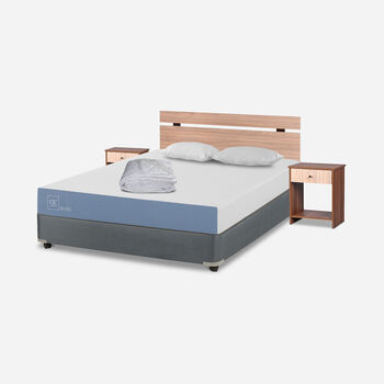 Cama Americana Full Excellence + Set Olmo + Almohadas + Plumón