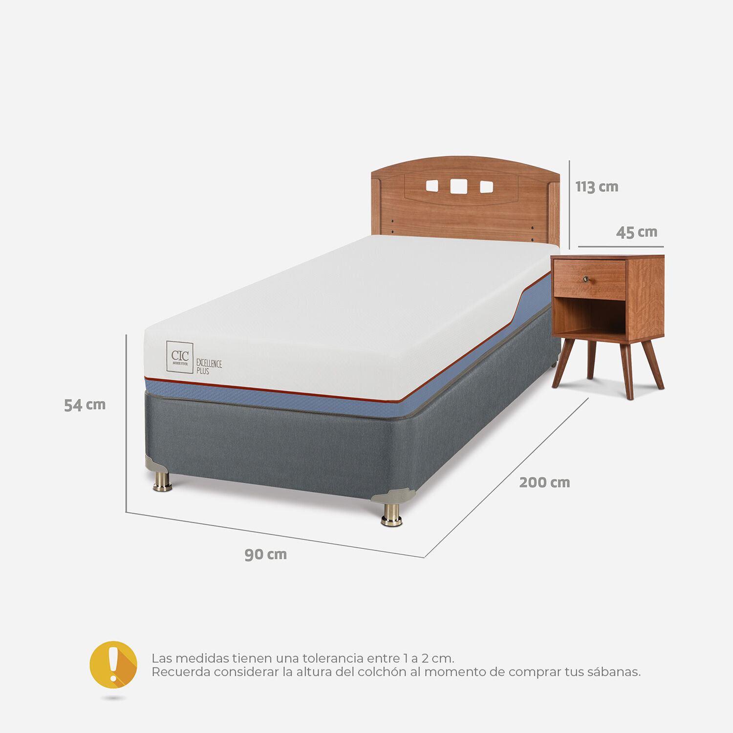 Cama Americana 1 Plaza Excellence Plus + Set Gales Caramel