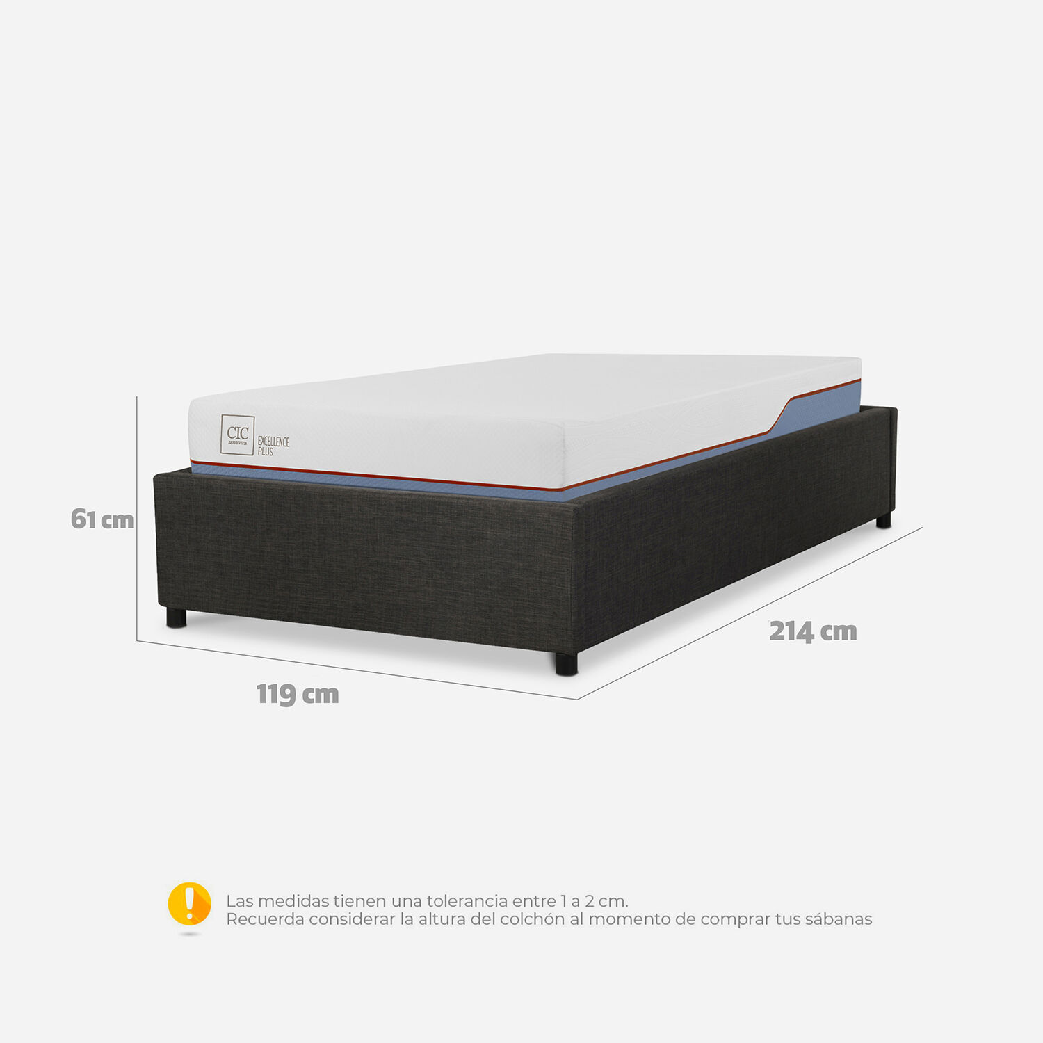 Cama Space Box 1,5 Plazas Excellence Plus