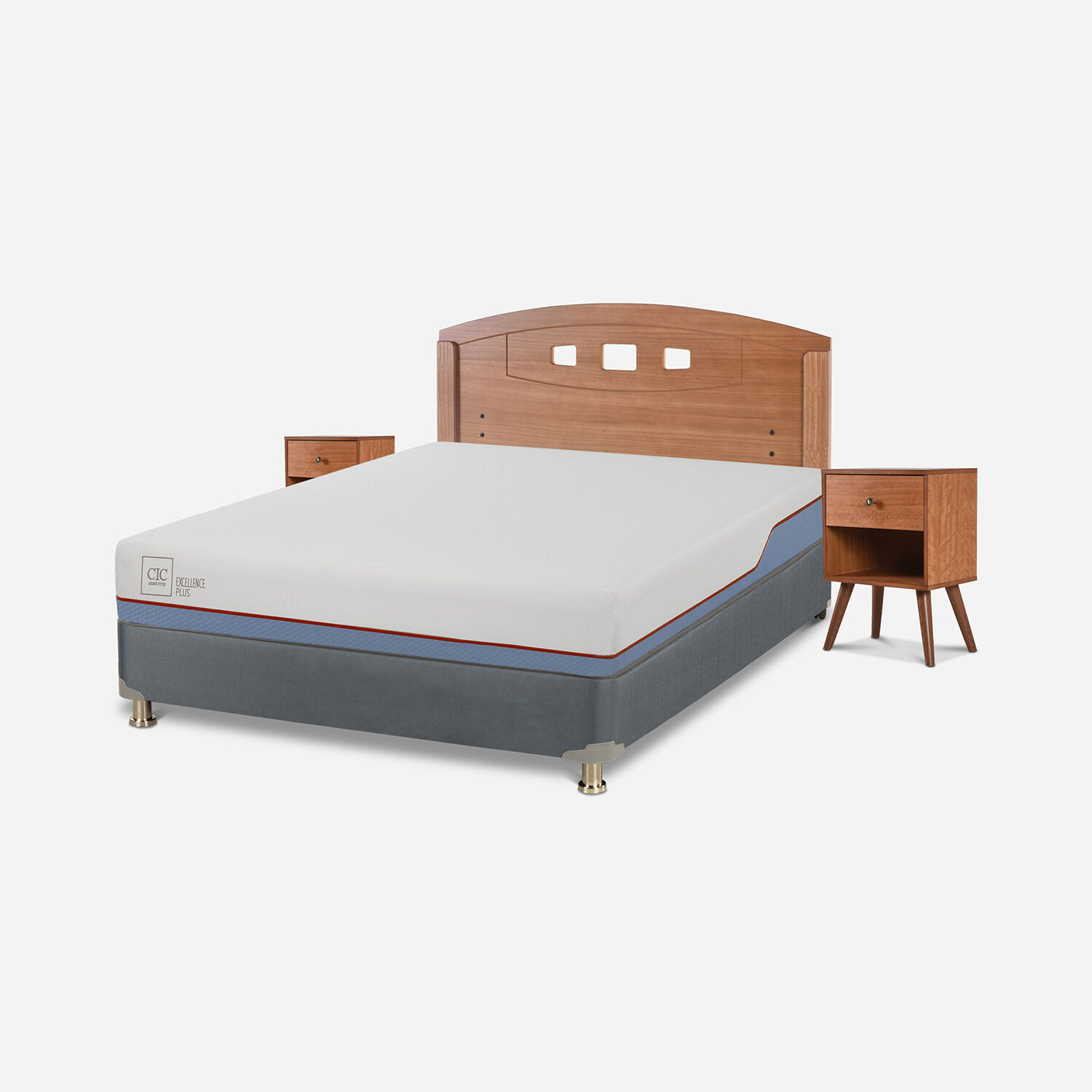 Cama Americana 2 Plazas Excellence Plus + Set Gales Caramel