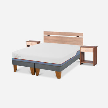 Cama Europea 2 Plazas Excellence Plus Base Dividida + Set Olmo