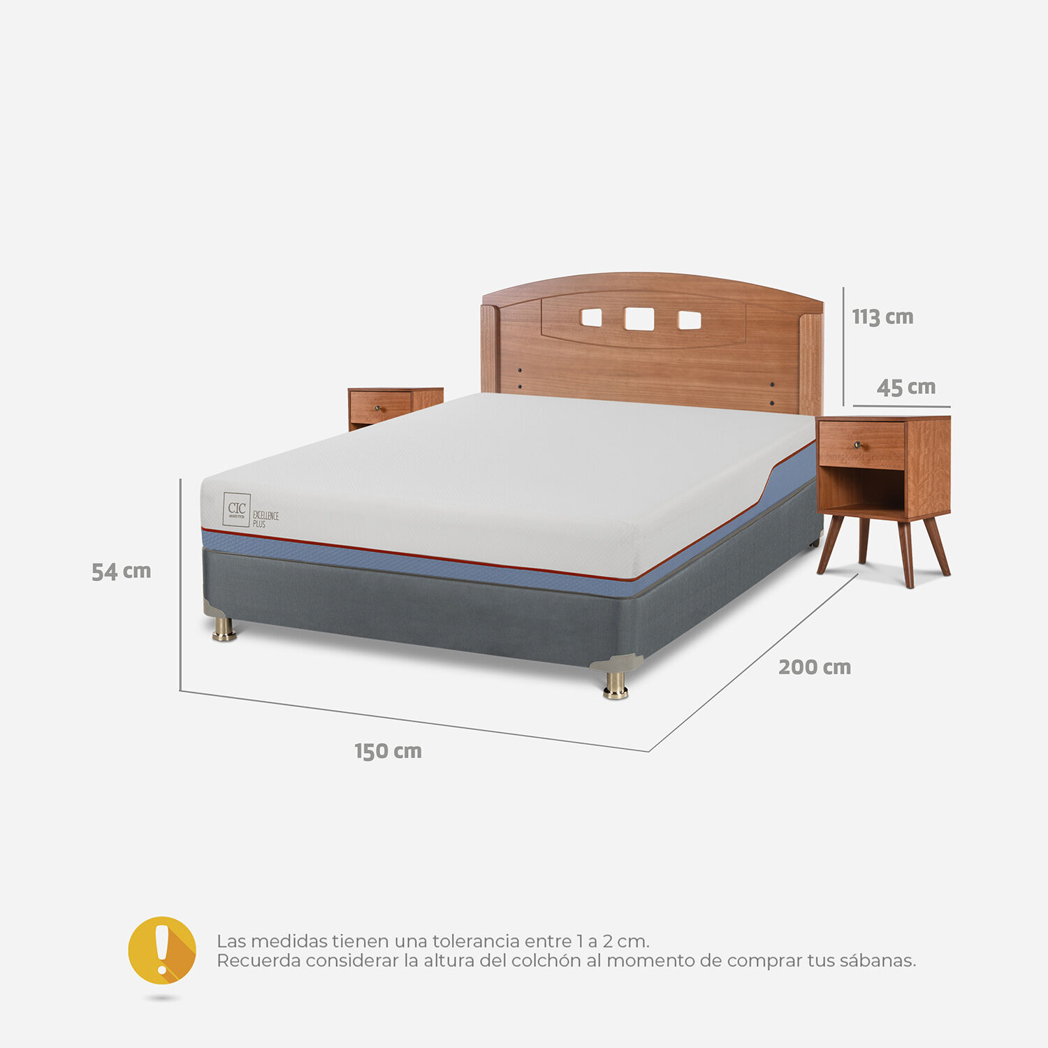 Cama Americana 2 Plazas Excellence Plus + Set Gales Caramel