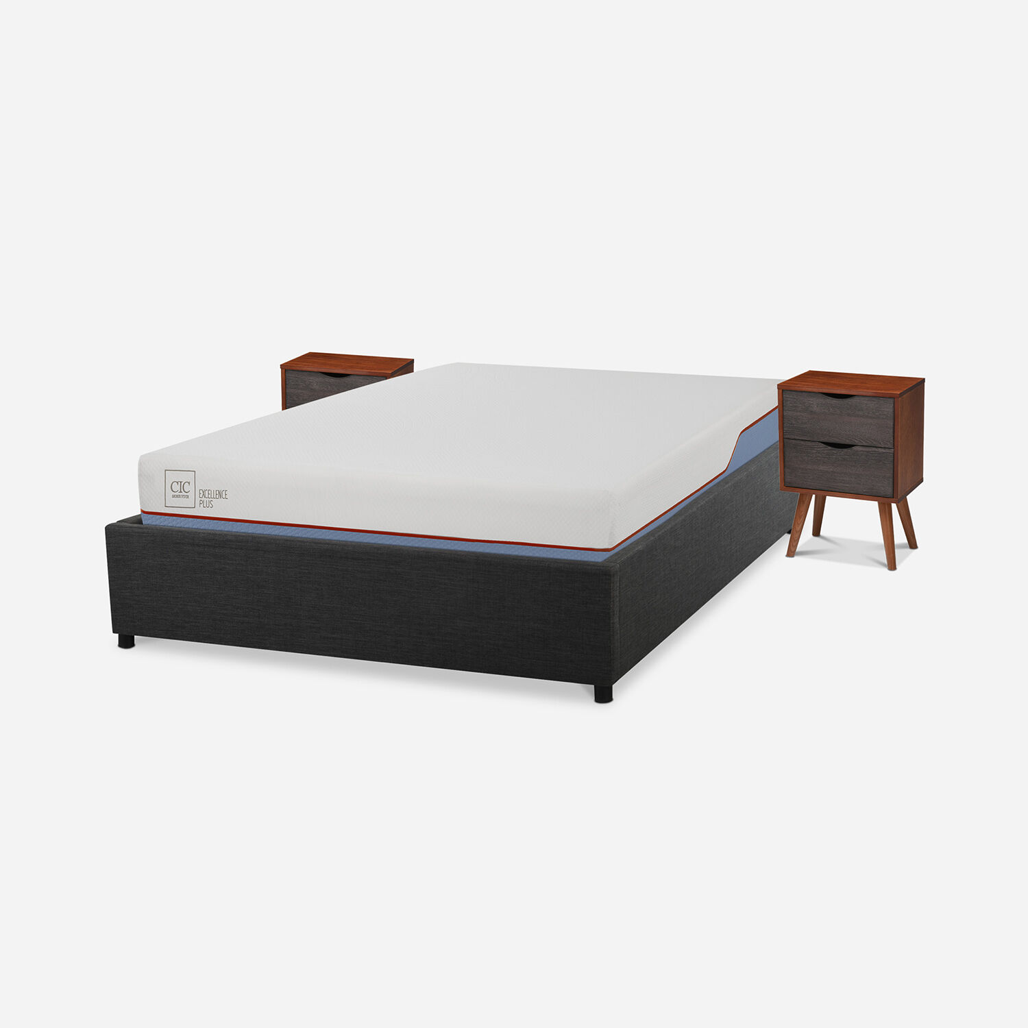 Cama Space Box 2 Plazas Excellence Plus + Velador Níger