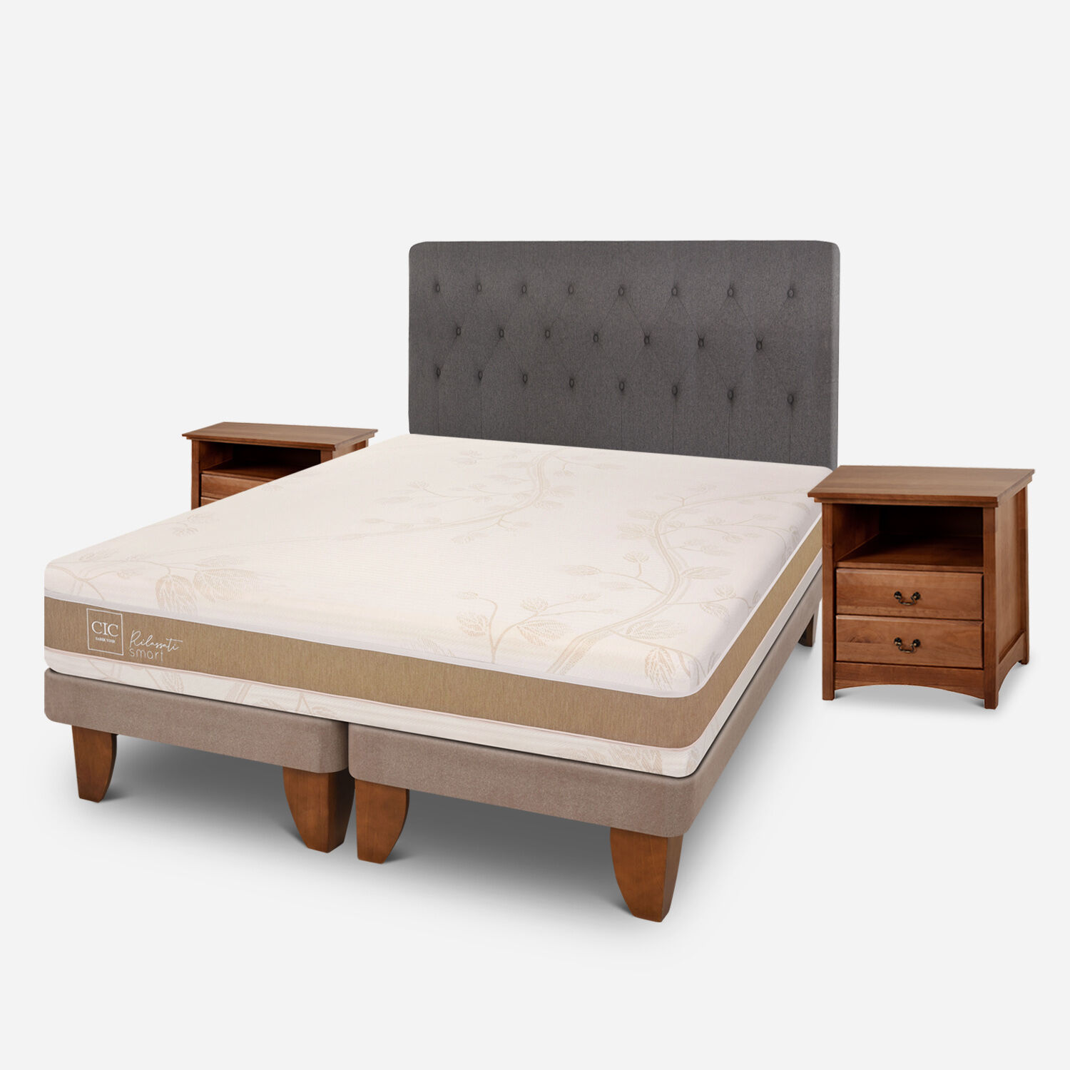 Cama Europea King Rilassati Infinity Base Dividida + Set Kavery